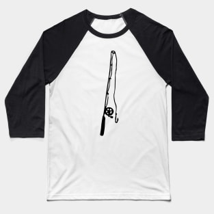 Fishing Pole Doodle Black Baseball T-Shirt